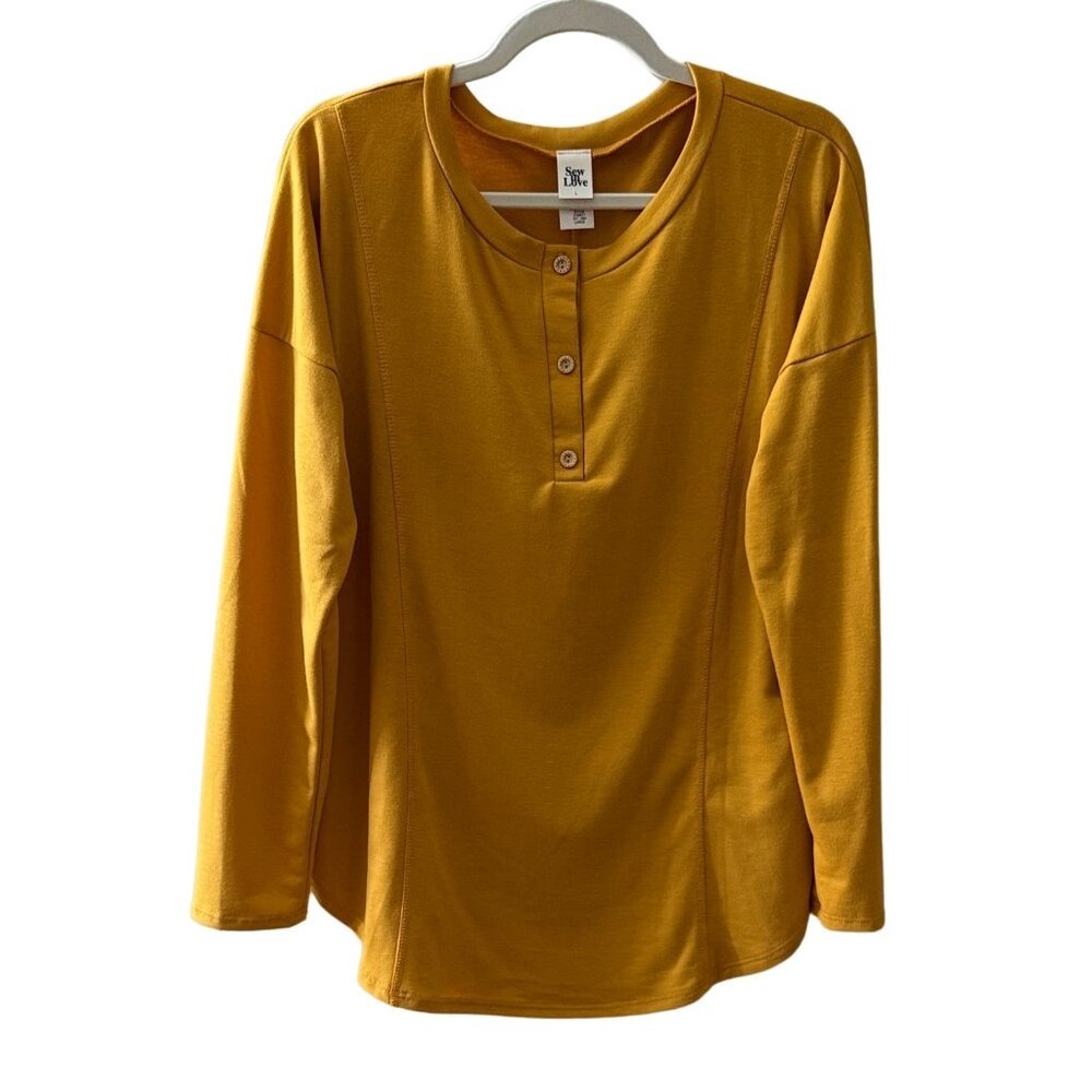 Sew In Love Mustard Henley Top - Size L (NEW)